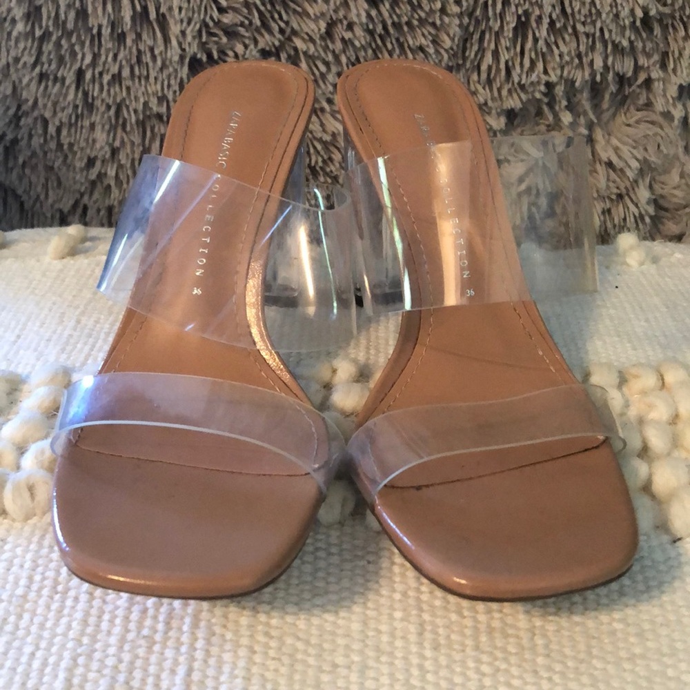 Zara Basic Collection Vinyl and Clear Heels